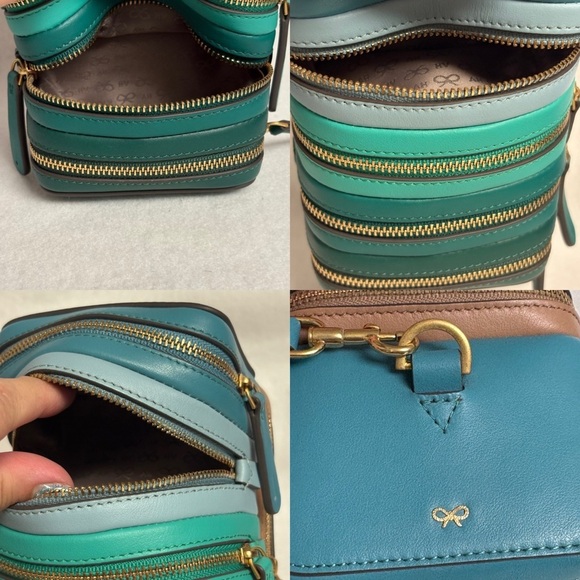 ANYA HINDMARCH Stack Wristlet Clutch Pouch Blue Green Ombre Leather - Picture 12 of 15